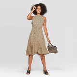 Who What Wear Women's Sleeveless Halter Neck A Line Dress