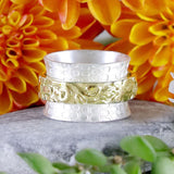 Katherine Winters Sterling Silver And Gold Plated Flower Spinner Ring Size 6