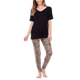 Honeydew Supersoft V Neck And Jogger Pajama Set Black / Animal Print Large