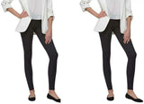 Felina Women's 2 Pack Wide Waistband Sueded Lightweight Leggings Black Small