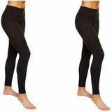 Felina Women's 2 Pack Wide Waistband Sueded Lightweight Leggings Black Small