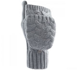 Under Armor Women's Around Town Flip Top Cable Knit Mittens Gray L/XL