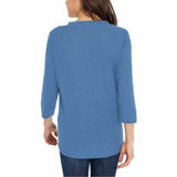Orvis Women's 3/4 Sleeve V Neck Linen Blend T-Shirt Moonlight Blue Small