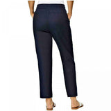 32 Degrees Women's Stretch Linen Blend Ankle Pants Dark Blue Large