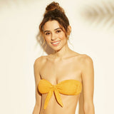 Xhilaration Women's Tie Front Textured Bandeau Bikini Top