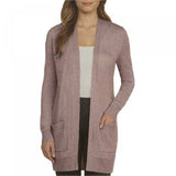 Matty M Women's Ribbed Accents Cardigan Sweater Heather Mauve Large