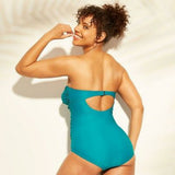 Kona Sol Women's Strapless Shirred Twist Bandeau One Piece Swimsuit