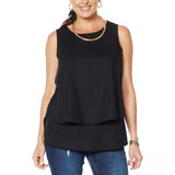DG2 by Diane Gilman Women's Softcell Denim Easy Tank Top Black Large