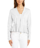 Charter Club Women's Solid Peplum Cardigan Sweater Bright White Medium