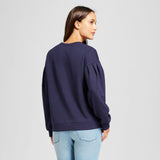 A New Day Women's Embellished Crane Pullover Sweatshirt Navy XXL