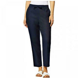 32 Degrees Women's Stretch Linen Blend Ankle Pants Navy Medium