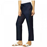 32 Degrees Women's Stretch Linen Blend Ankle Pants Navy Medium